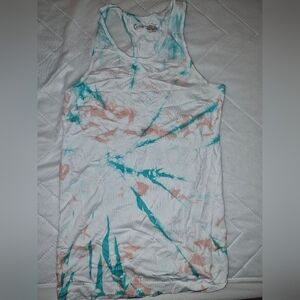 ZYIA Teal and Peach Tie-Dye Tank Top